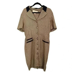 Petite Sophisticate ll Preppy pale yellow and blue plaid shirt dress ll size